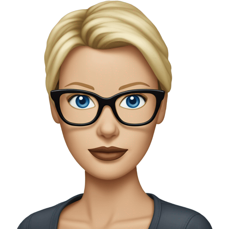 ultra realistic charlize theron wearing shirt,  glasses and blue eyes  emoji