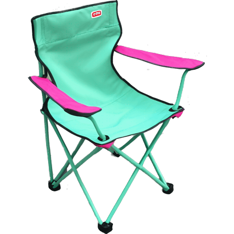 Realistic pastel mint green and hot pink folding camping outdoor chair. emoji