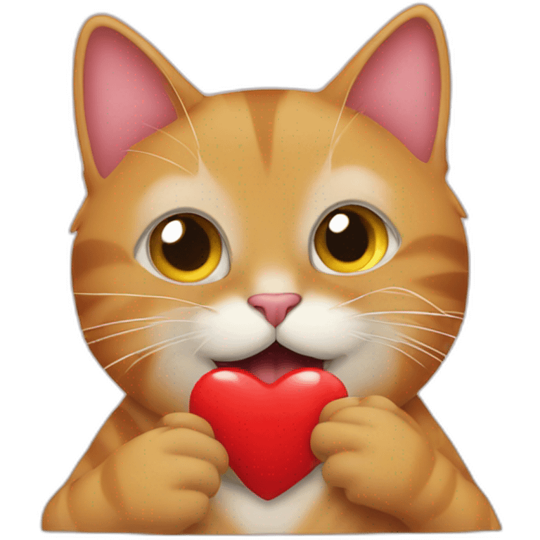 cat giving a kiss represented by a red heart emoji