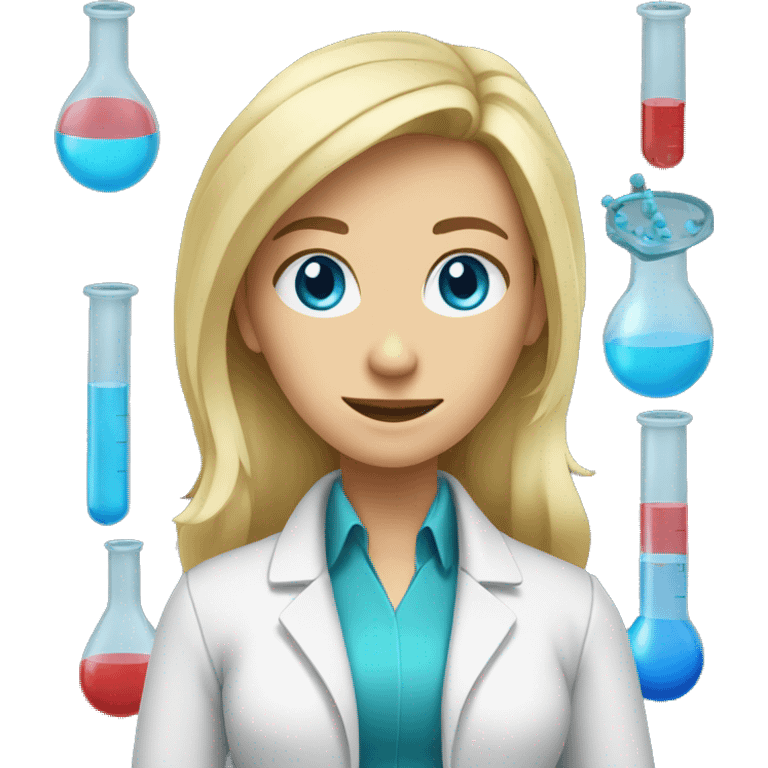 Blonde Female chemist scientist wit blue eyes and long hair  emoji