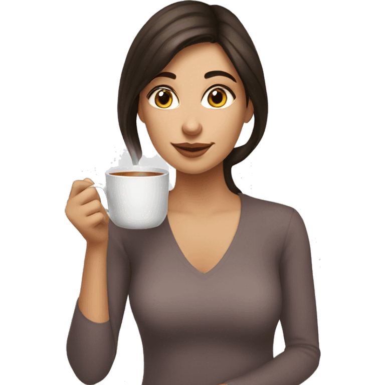 brunette Girl sipping tea emoji