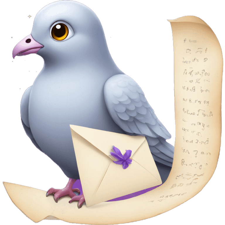 pigeon with magical letter emoji