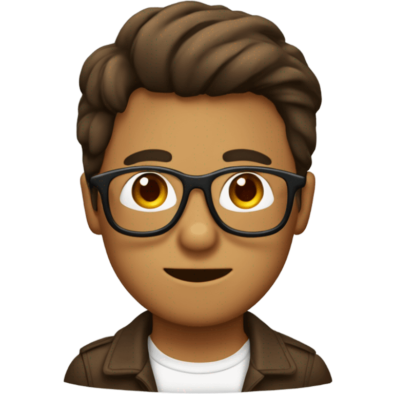 Chico con gafas y pelo marrón despeinado  emoji