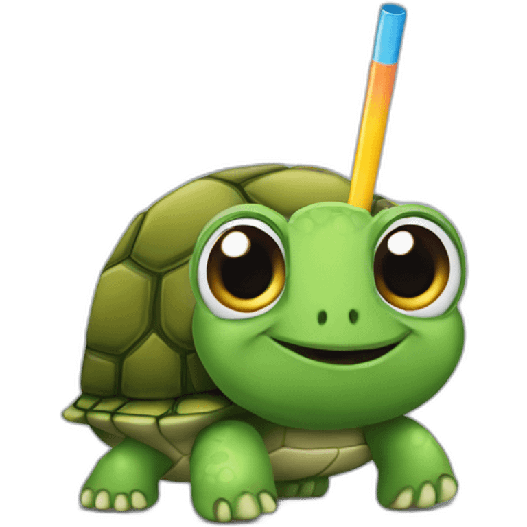 turtle with drinking straw emoji