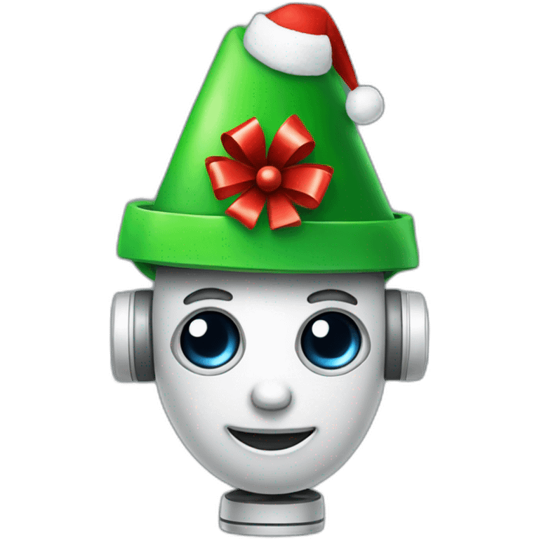 humanoid robot with a christmas hat emoji