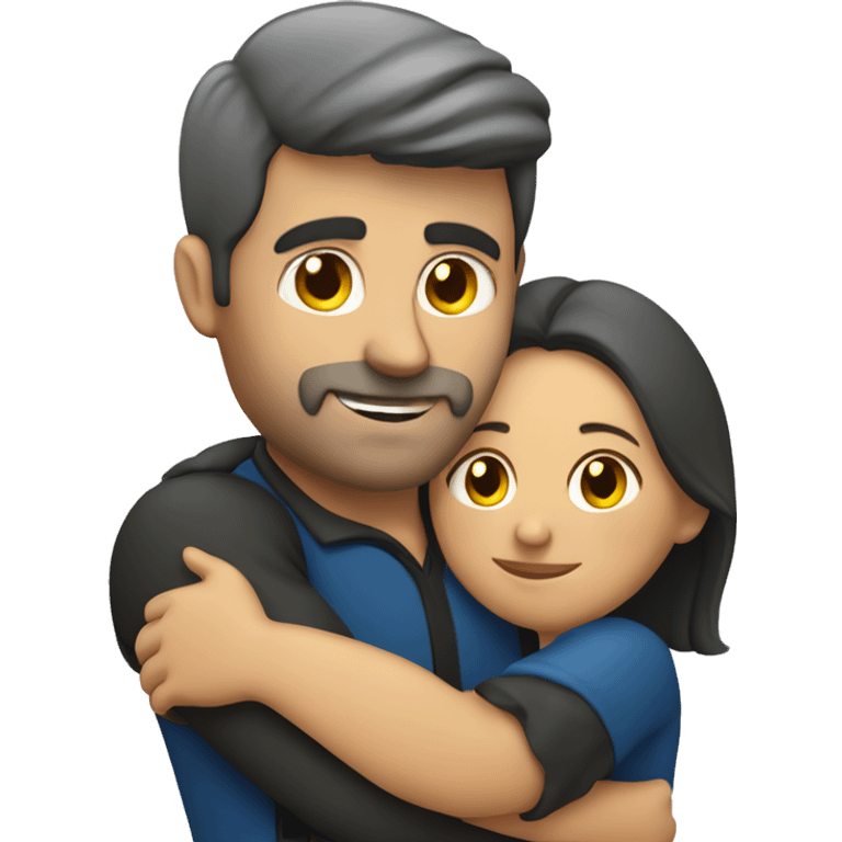 German man hugs Portuguese woman emoji