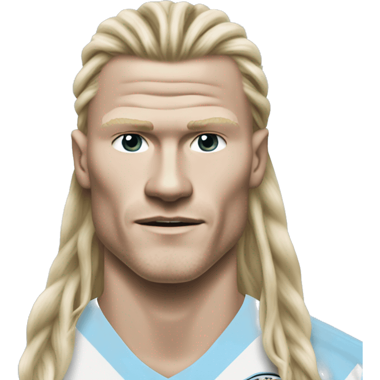 Erling Haaland with long hairs Manchester City emoji