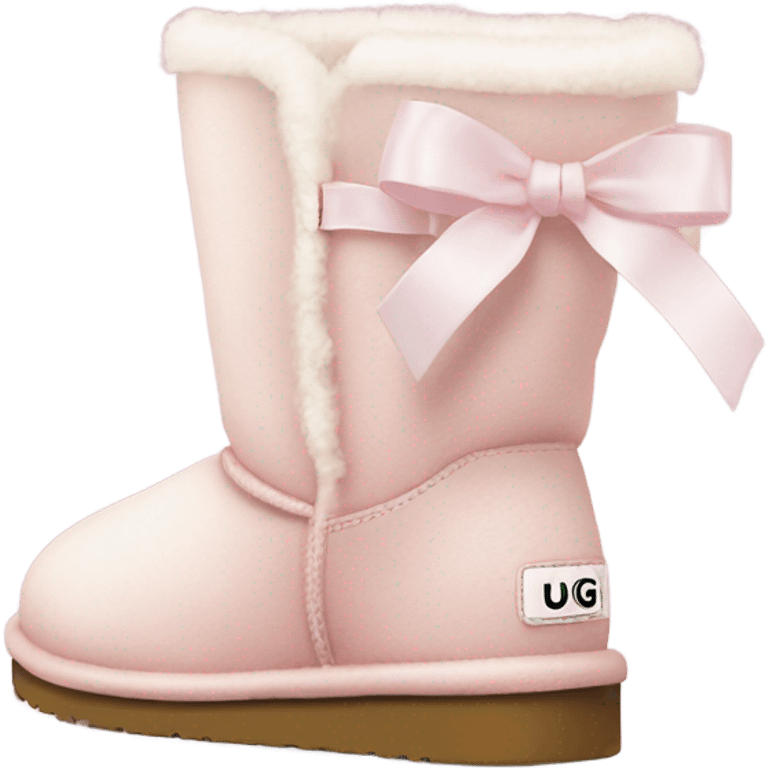 Cute Ugg boots that are light pink with a white ribbon on the back emoji