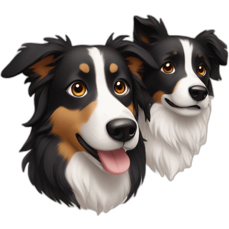 man and woman and Black colour hair Border collie with Brown eyes and a stout on the nose emoji