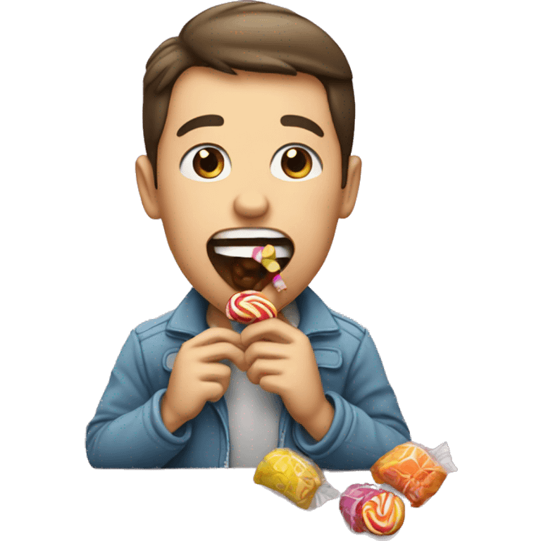 person eating a candy emoji