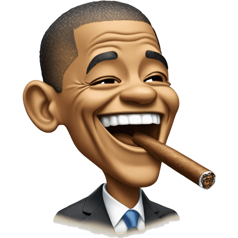 an emoji of Barrack obama laughing with a cigar in hand emoji