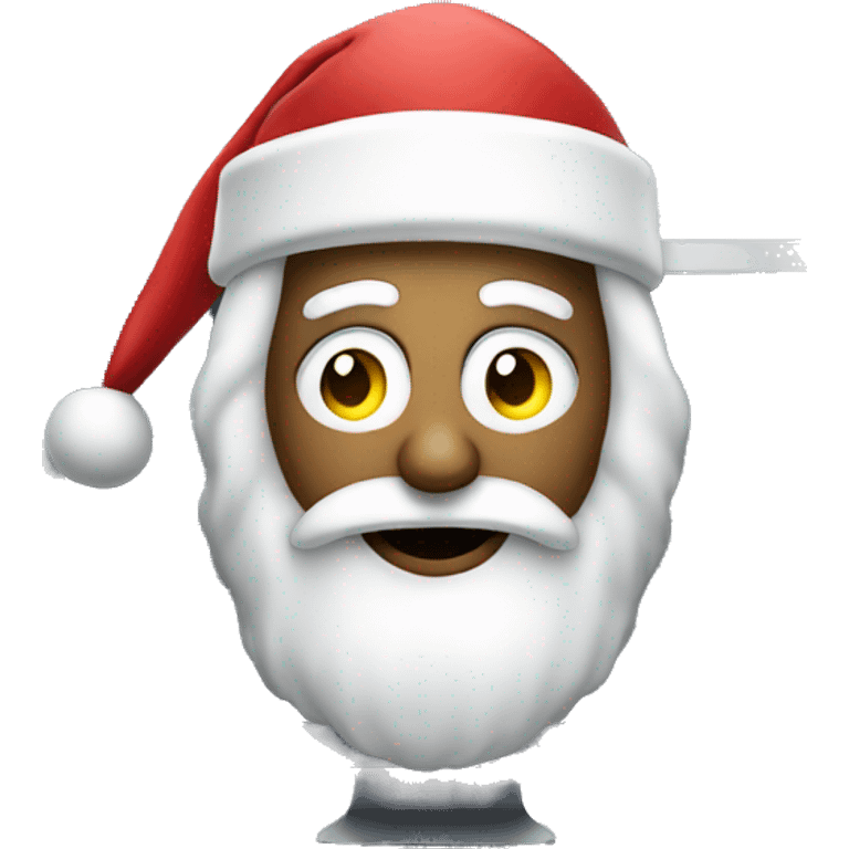 Santa with dollar symbol in the eyes working on a computer emoji