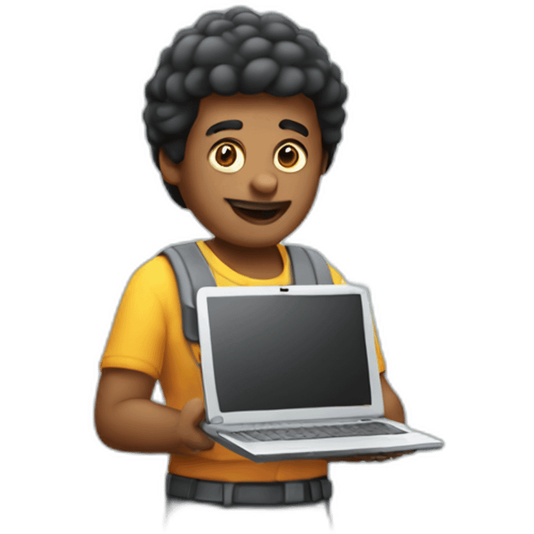 A man giving away a laptop emoji