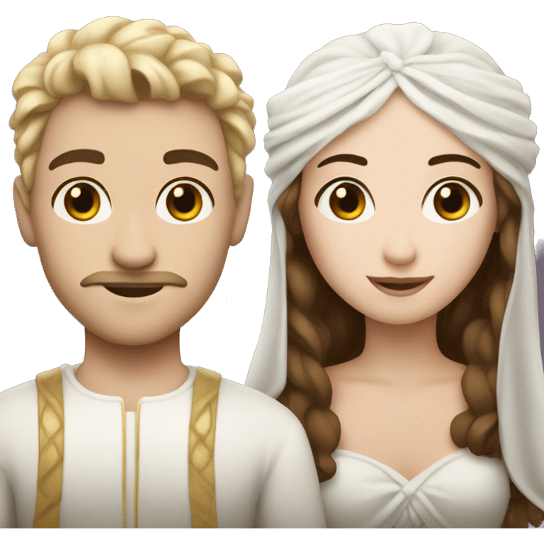 Romeo with white skin and Juliet with white skin emoji