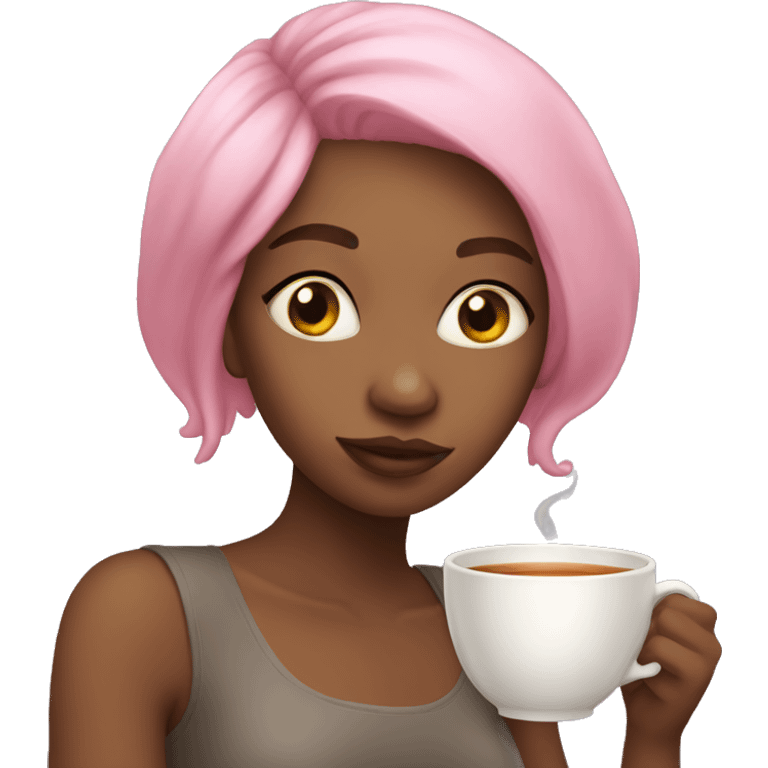 pink hair Girl sipping tea emoji