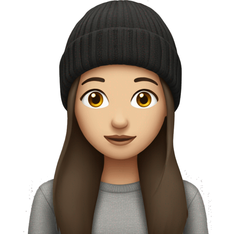 Brunette girl in beanie hat emoji