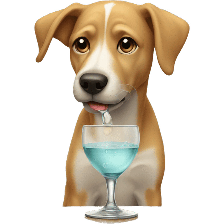 dog drinking from glass emoji