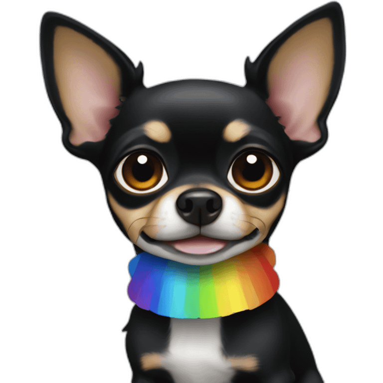 Black chihuahua with rainbow emoji