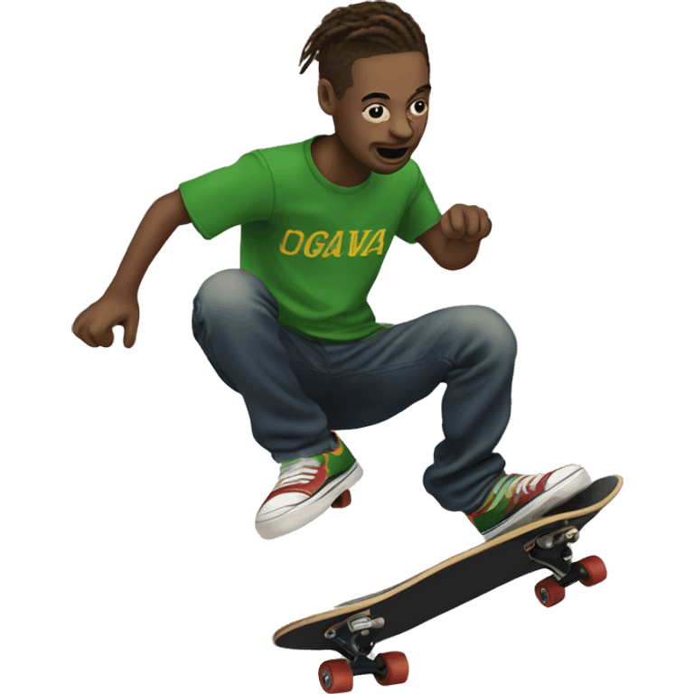 Gawa doing a kick flip on a skateboard emoji