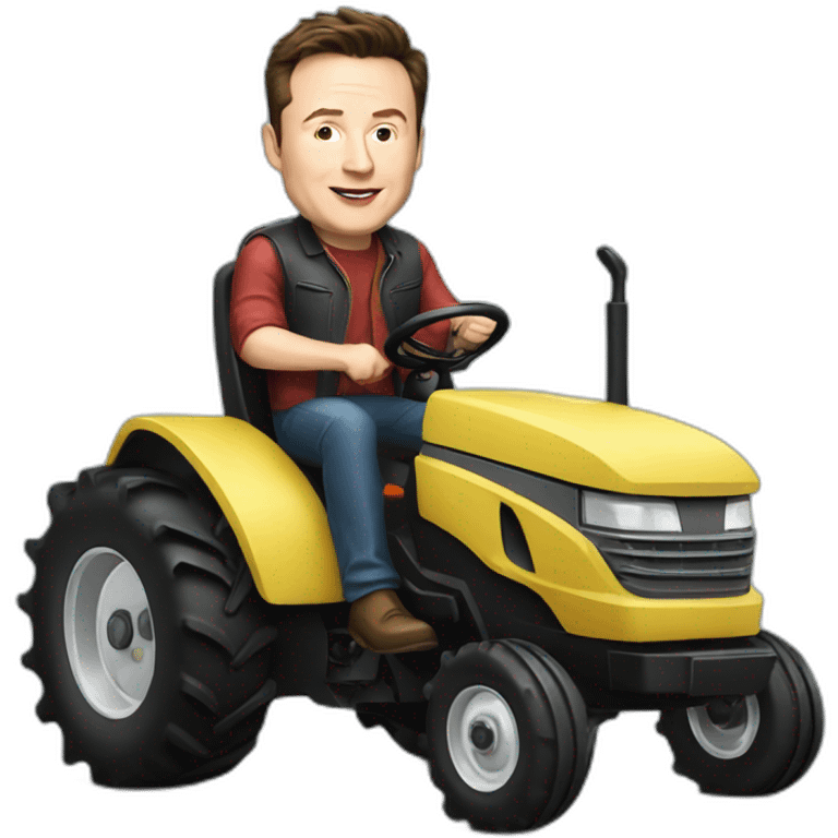 elon musk driving a tractor emoji