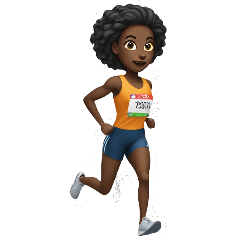 black female track runner with hair down emoji