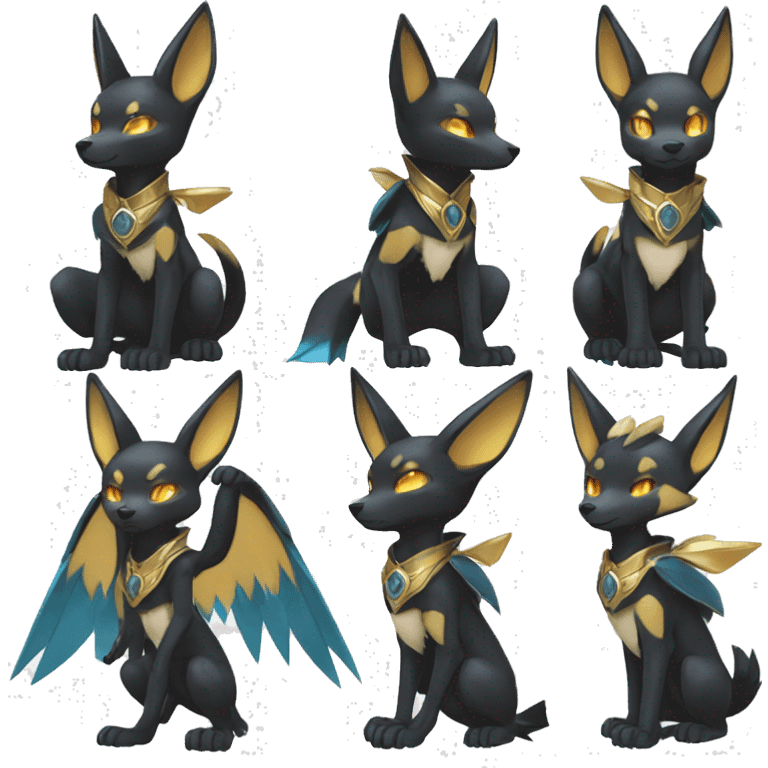 Shiny Chibi Anubis-Umbreon-Lucario-Fakémon full body emoji