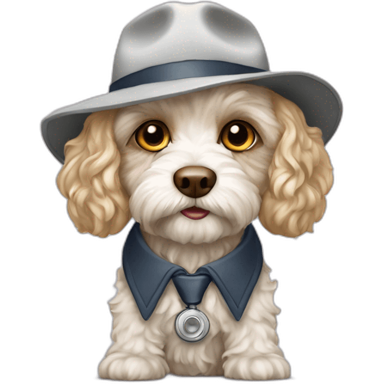 All White cavapoo as an detective emoji