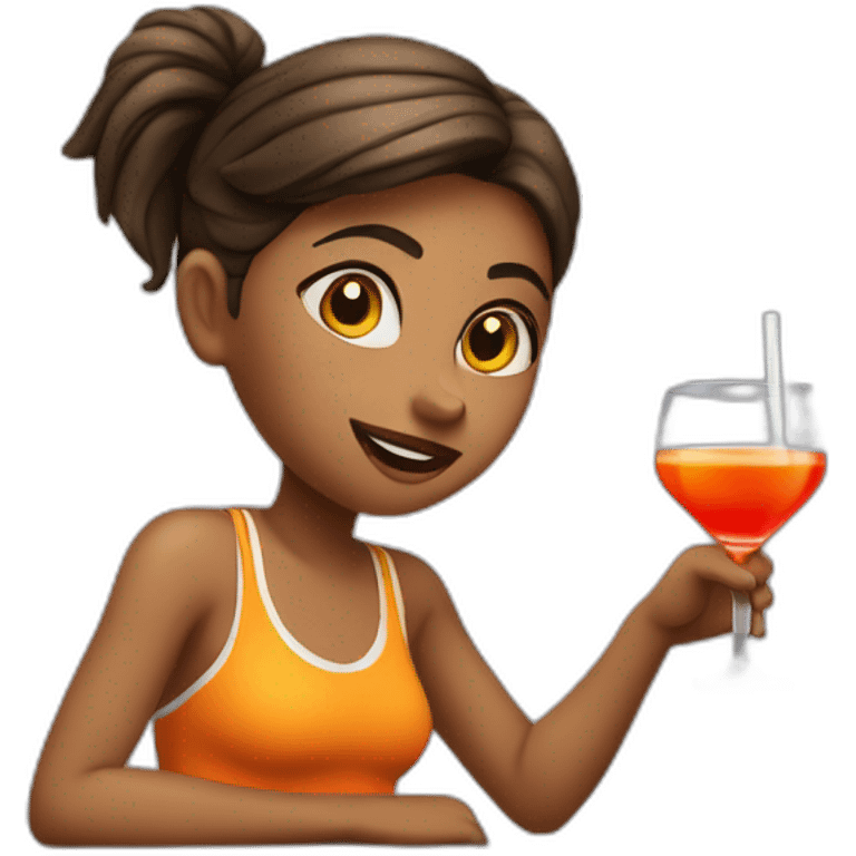 sporty girl drinks cocktail emoji