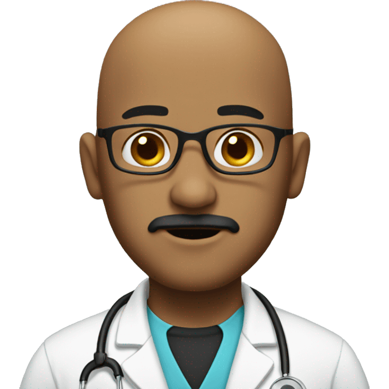 bald doctor, black goatee emoji