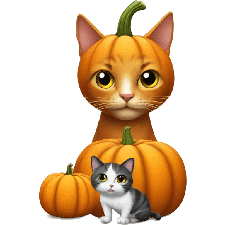 Pumpkin holding a cat emoji