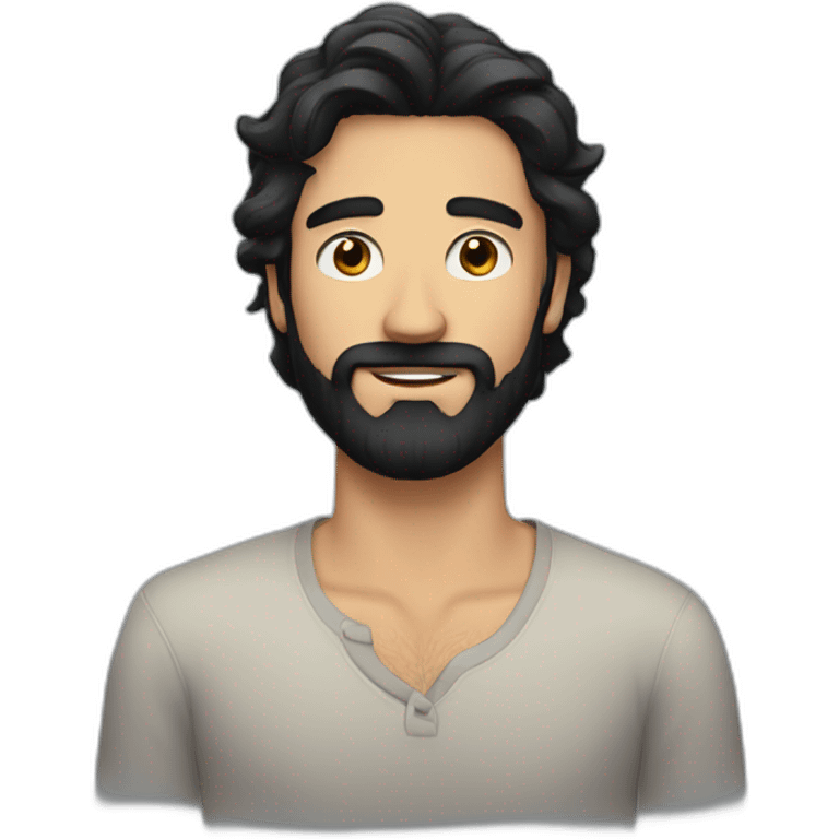 Handsome man with black hair and beard emoji