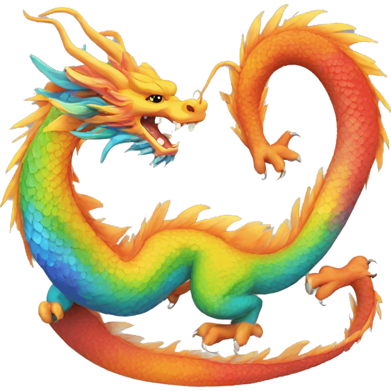 A rainbow Chinese dragon emoji