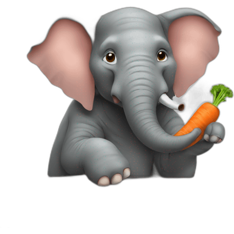 elephant in a car smoking a carrot emoji