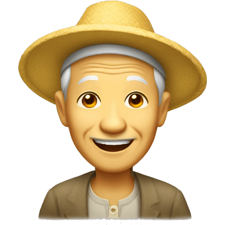 yellow smiling old Vietnamese man with hat emoji