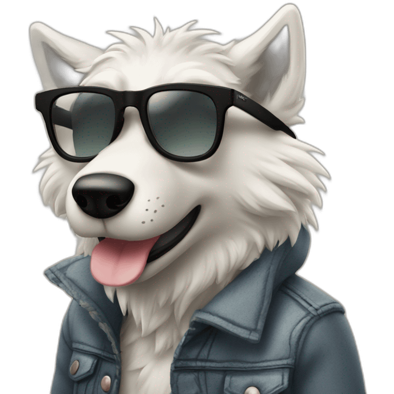 Loup sourire lunettes Rayban emoji