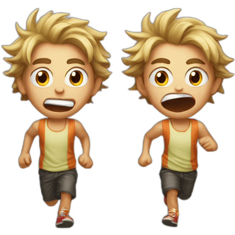 Stupid mad boy with his tongue out and he is running emoji