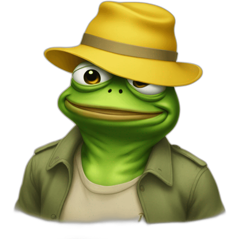 pepe the frog wearing a yellow hat emoji