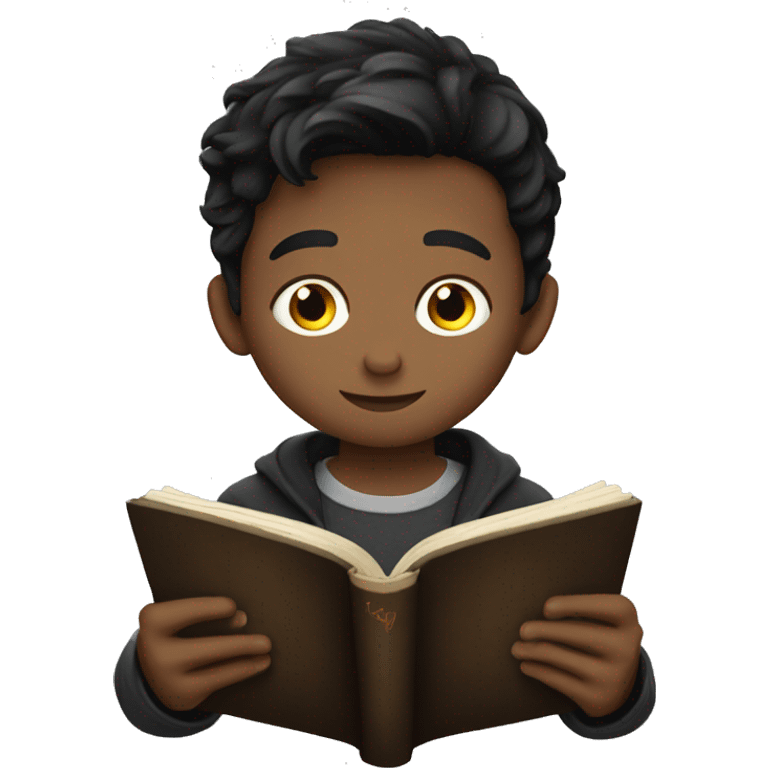 dark haired boy reading harry potter emoji