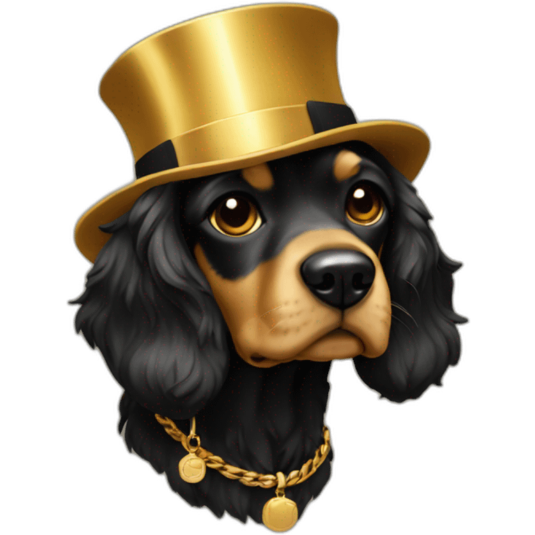 Cocker gold and black with hat emoji