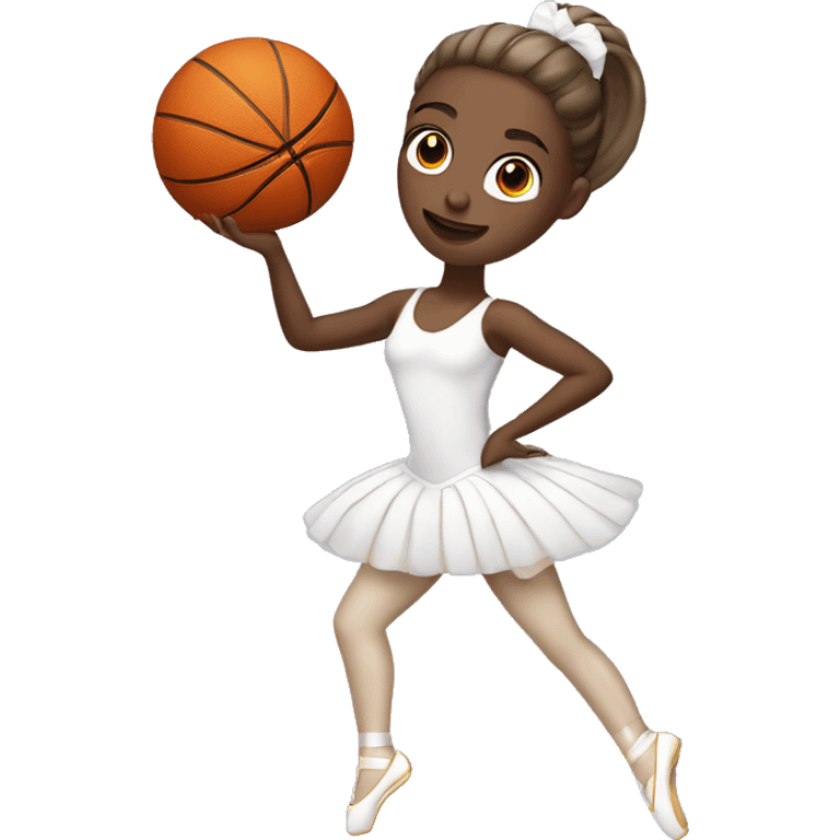 white scin ballerina with a basketball in her hands emoji