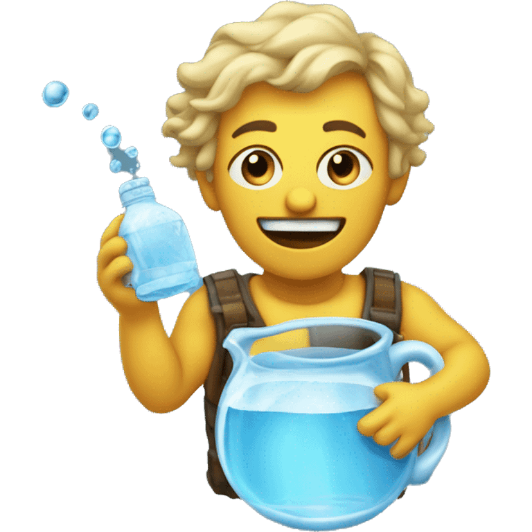 aquarius-transformed emoji with a flying jug of water emoji