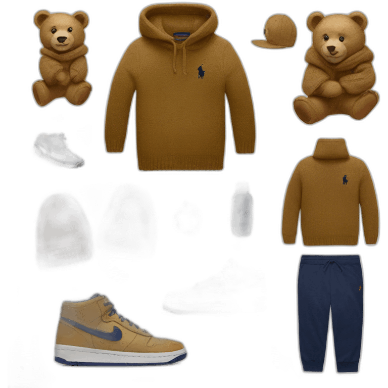 ralph lauren bear sweater and nike shoes emoji