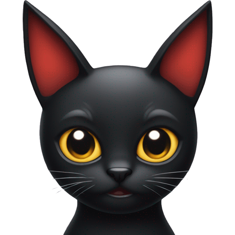 A black cat with devil horns emoji