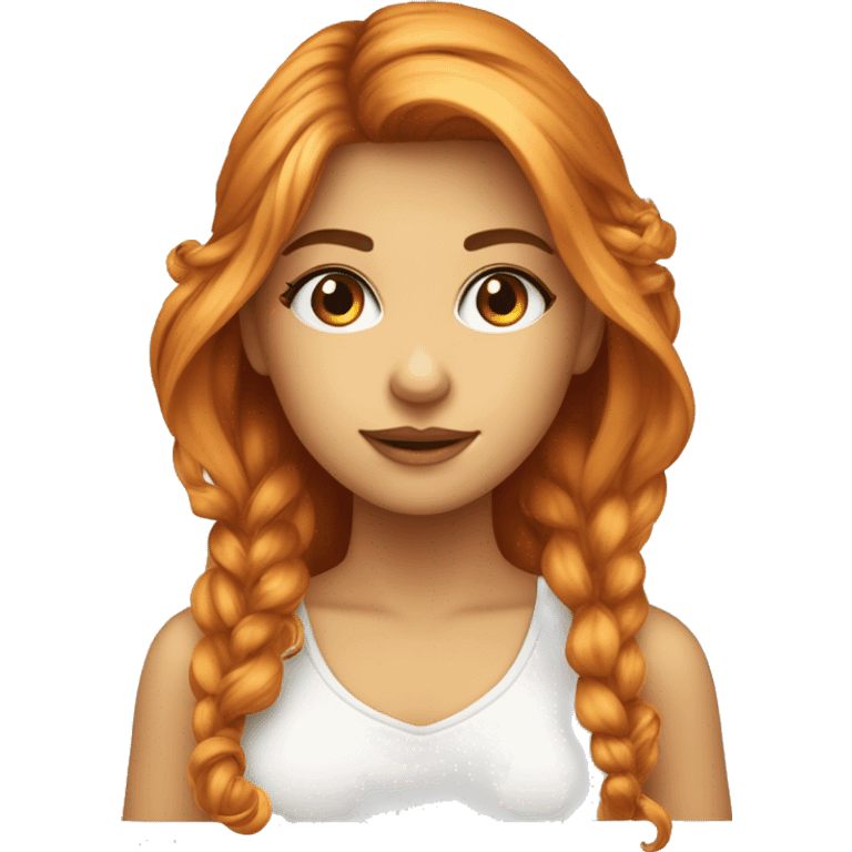 ragazza con lunghi capelli arancioni e frangetta con occhi verdi emoji