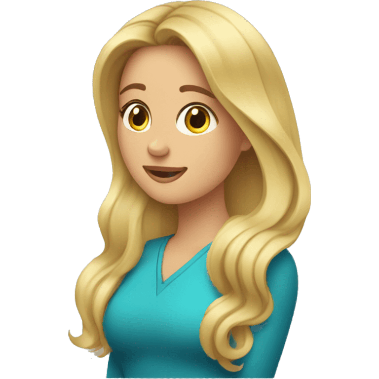 mujer rubia mirando su cabello decolorado emoji