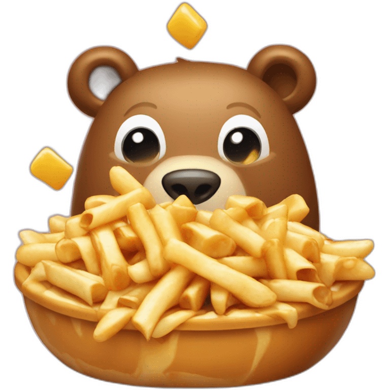 Poutine chevauchant un ours emoji