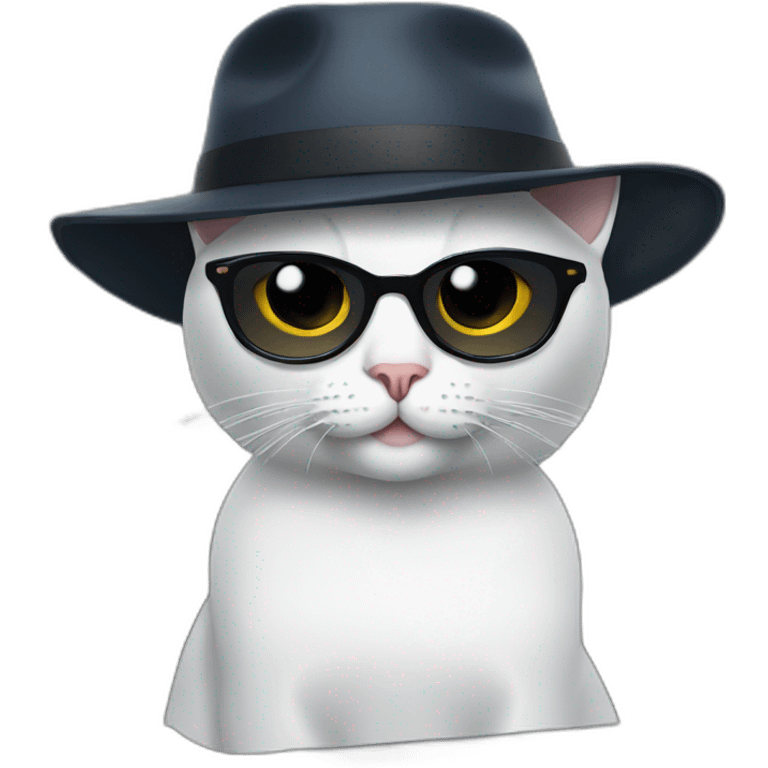  cat in a hat sitting in a car with dark glasses emoji