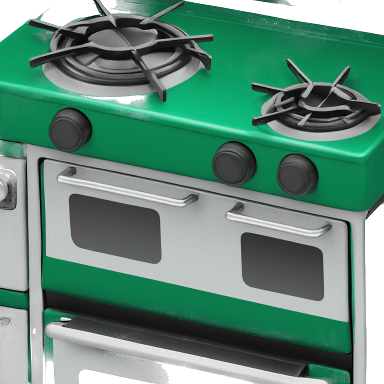 Realistic emerald green camping  stove isolated. emoji