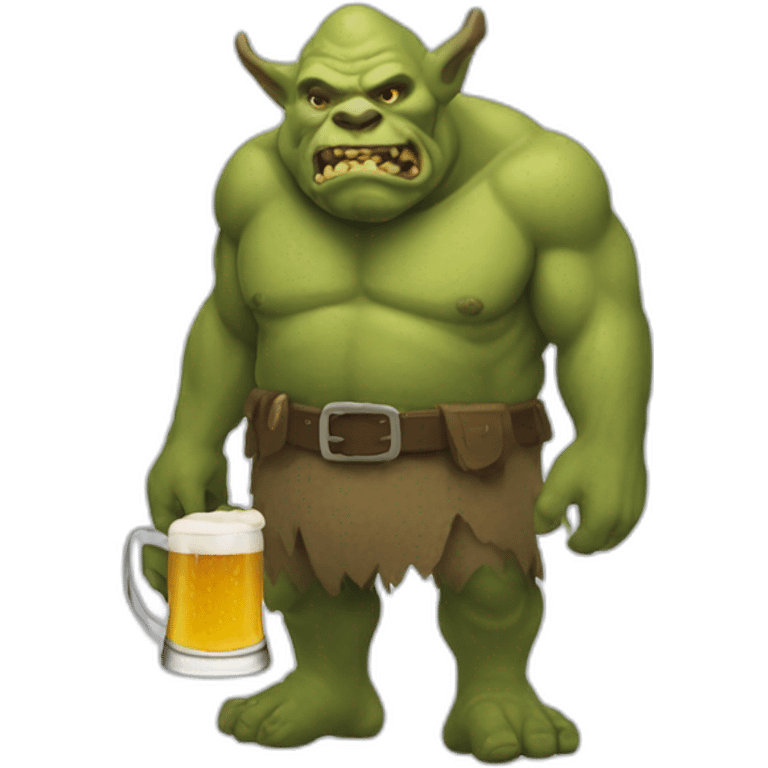 swamp ogre from movie drinking beer emoji