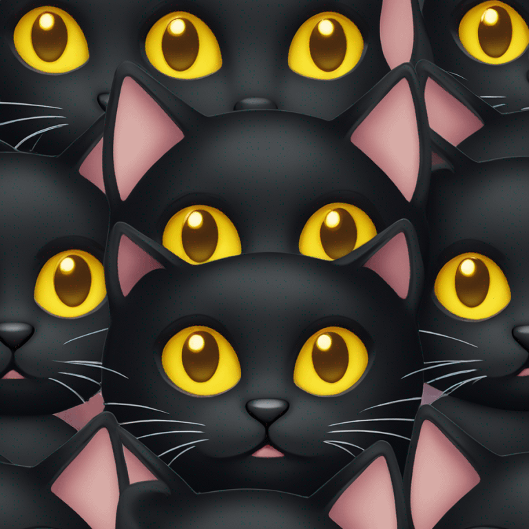 Cute black cat with yellow eyes  emoji